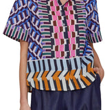 Megan Park Zuri Cotton Linen Shirt - Vermillion