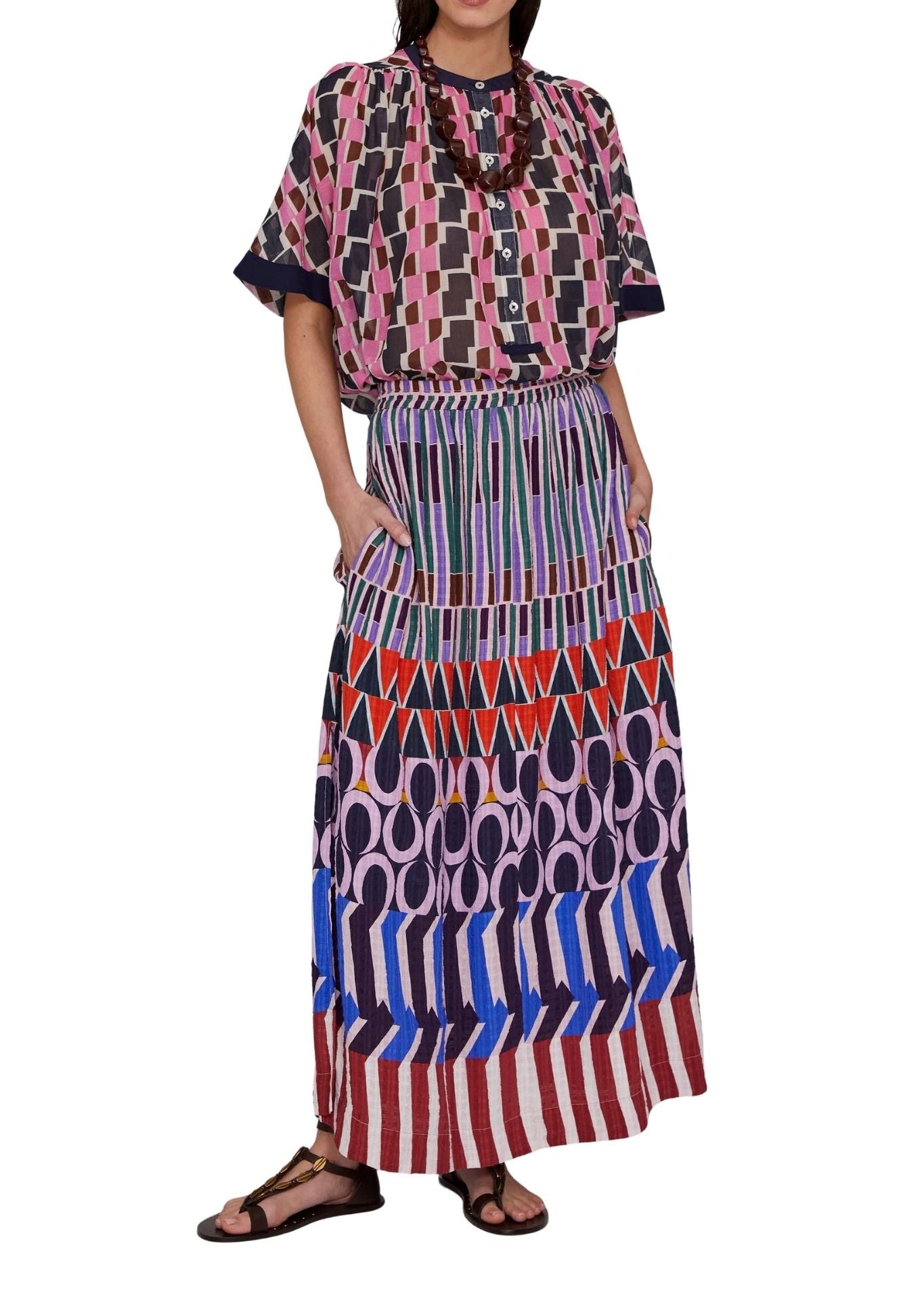 Megan Park Zuri Crepe Resort Skirt - Vermillion