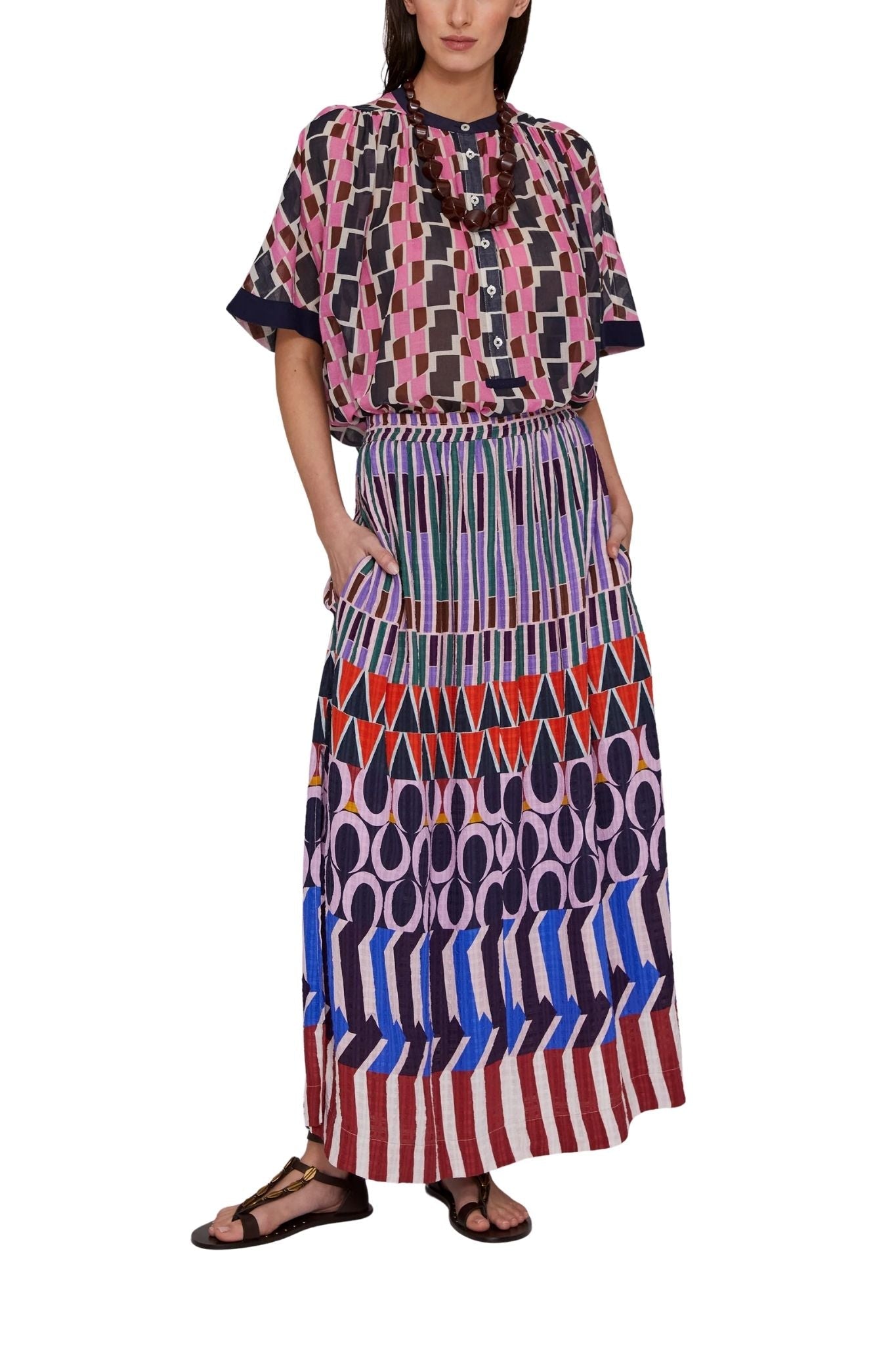 Megan Park Zuri Crepe Resort Skirt - Vermillion