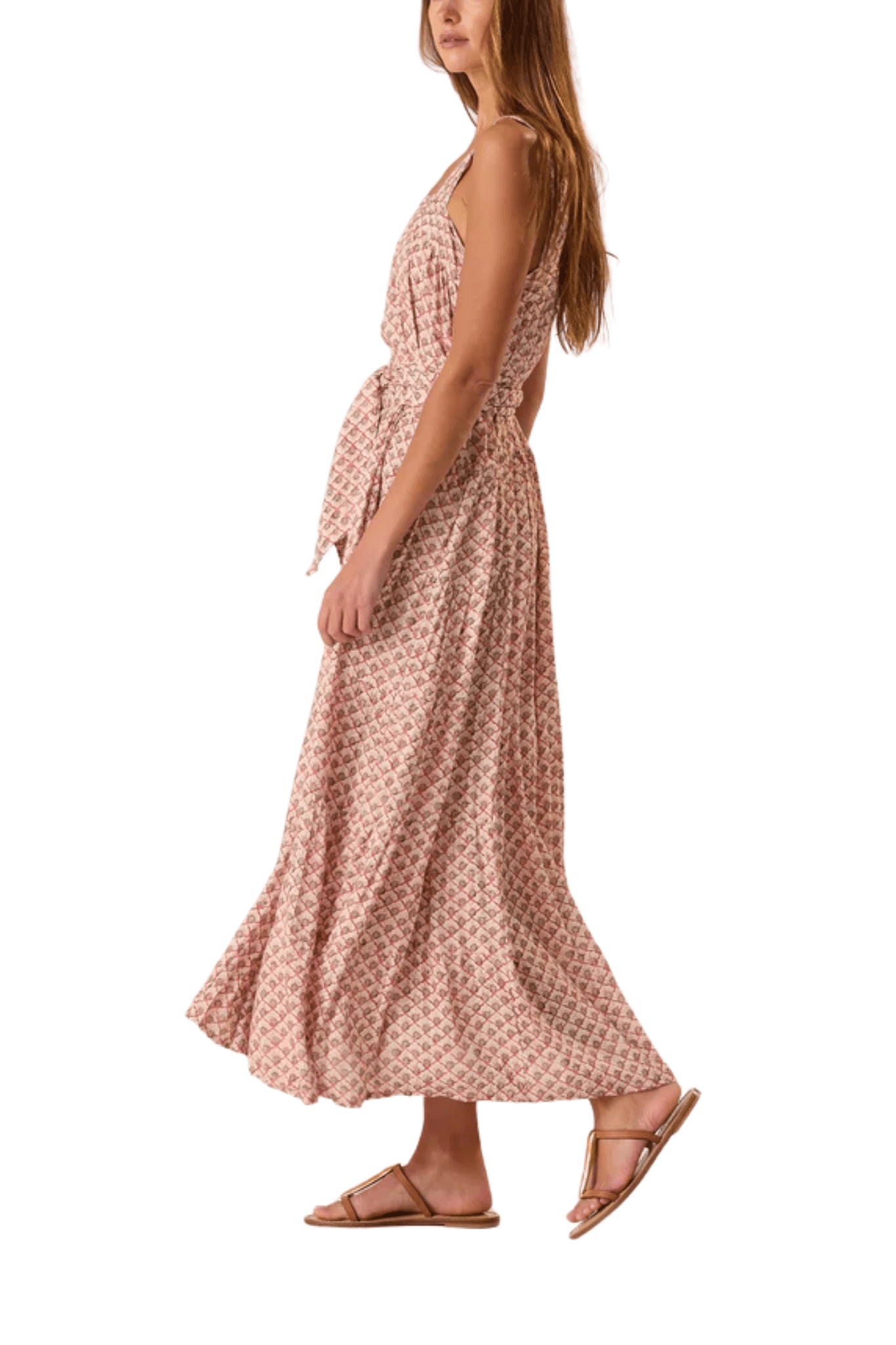 Natalie Martin Jasmine Maxi Dress With Sash - Vermillion