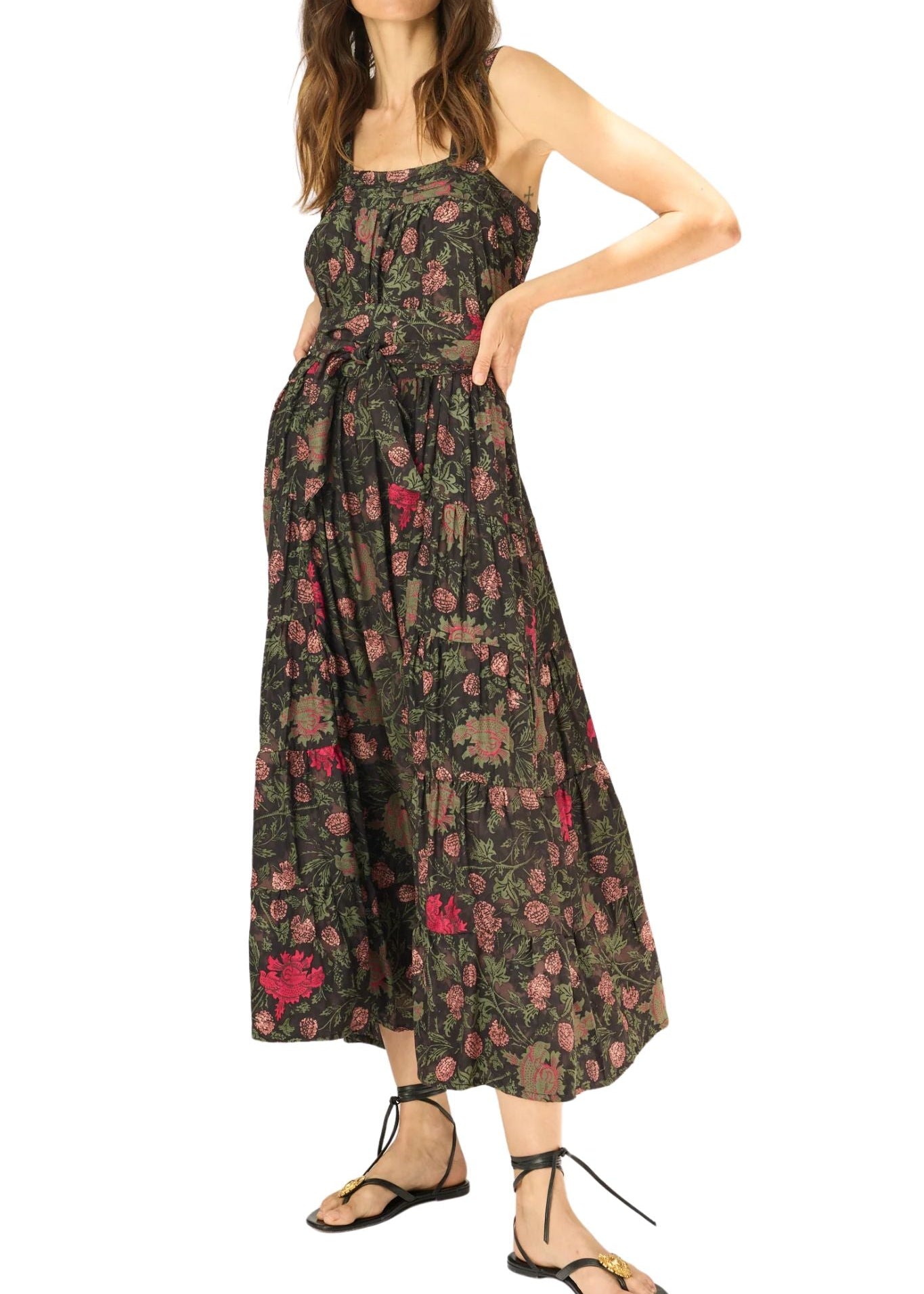 Natalie Martin Jasmine Maxi Dress with Sash - Vermillion