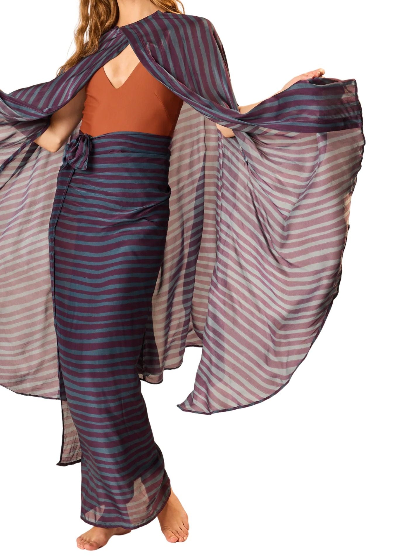 Natalie Martin Karis Long Cape - Vermillion