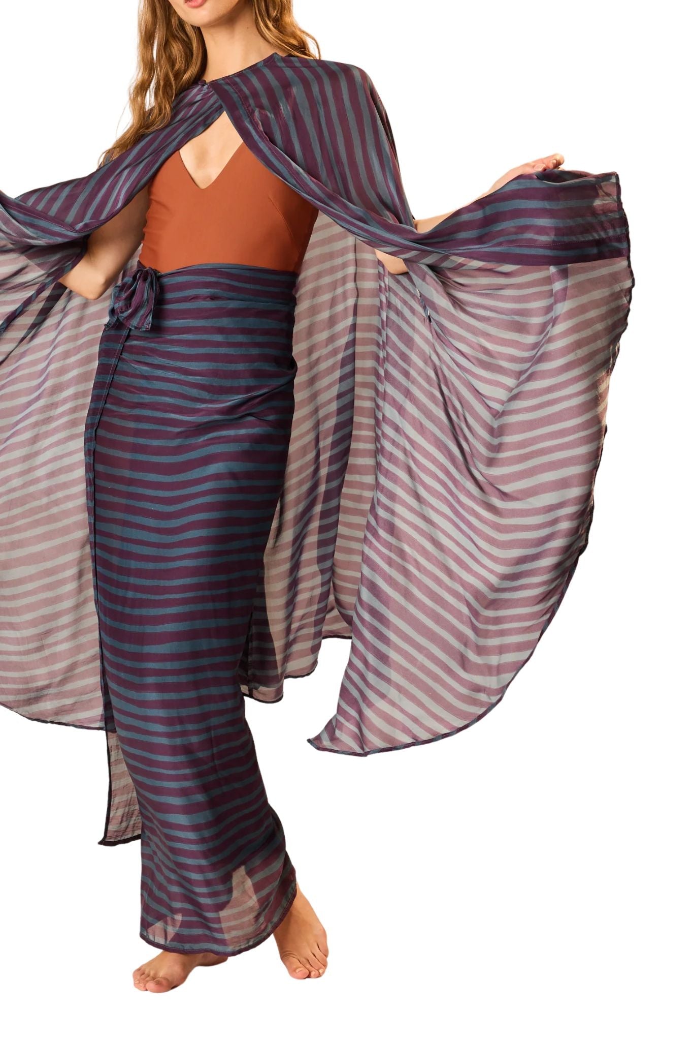 Natalie Martin Karis Long Cape - Vermillion