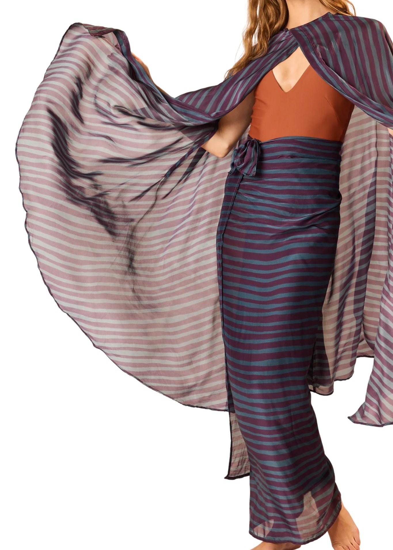 Natalie Martin Karis Long Cape - Vermillion