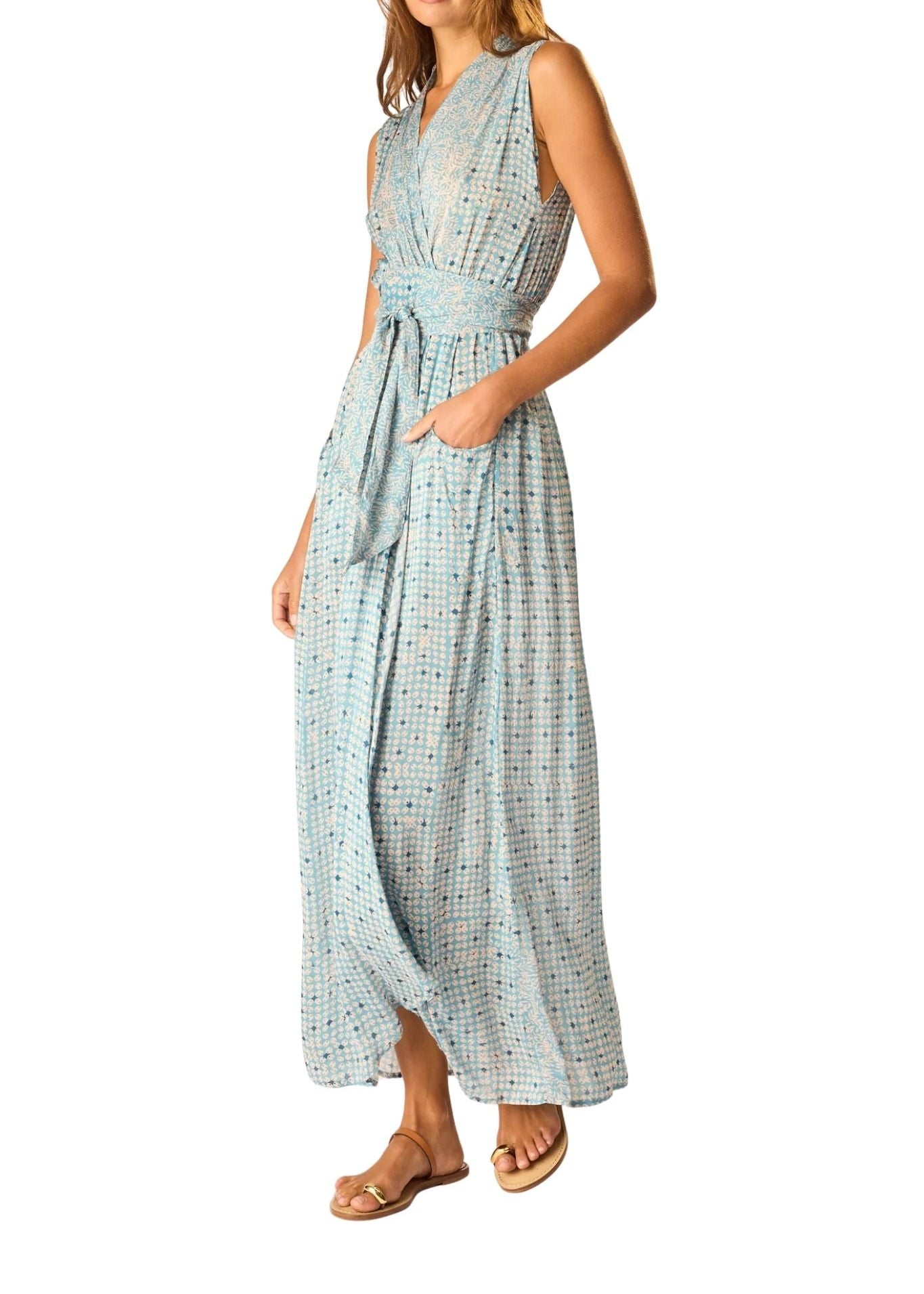 Natalie Martin Nico Sleeveless Maxi with Sash - Vermillion