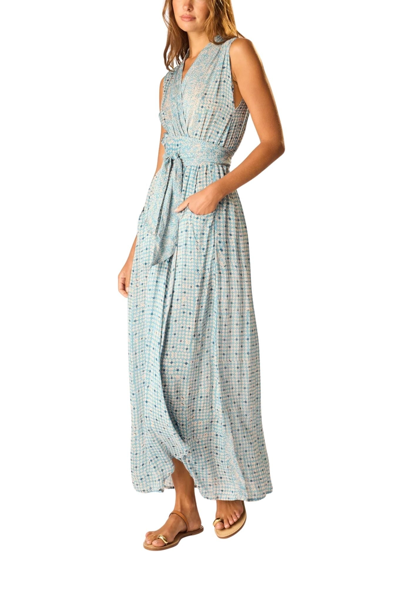 Natalie Martin Nico Sleeveless Maxi with Sash - Vermillion
