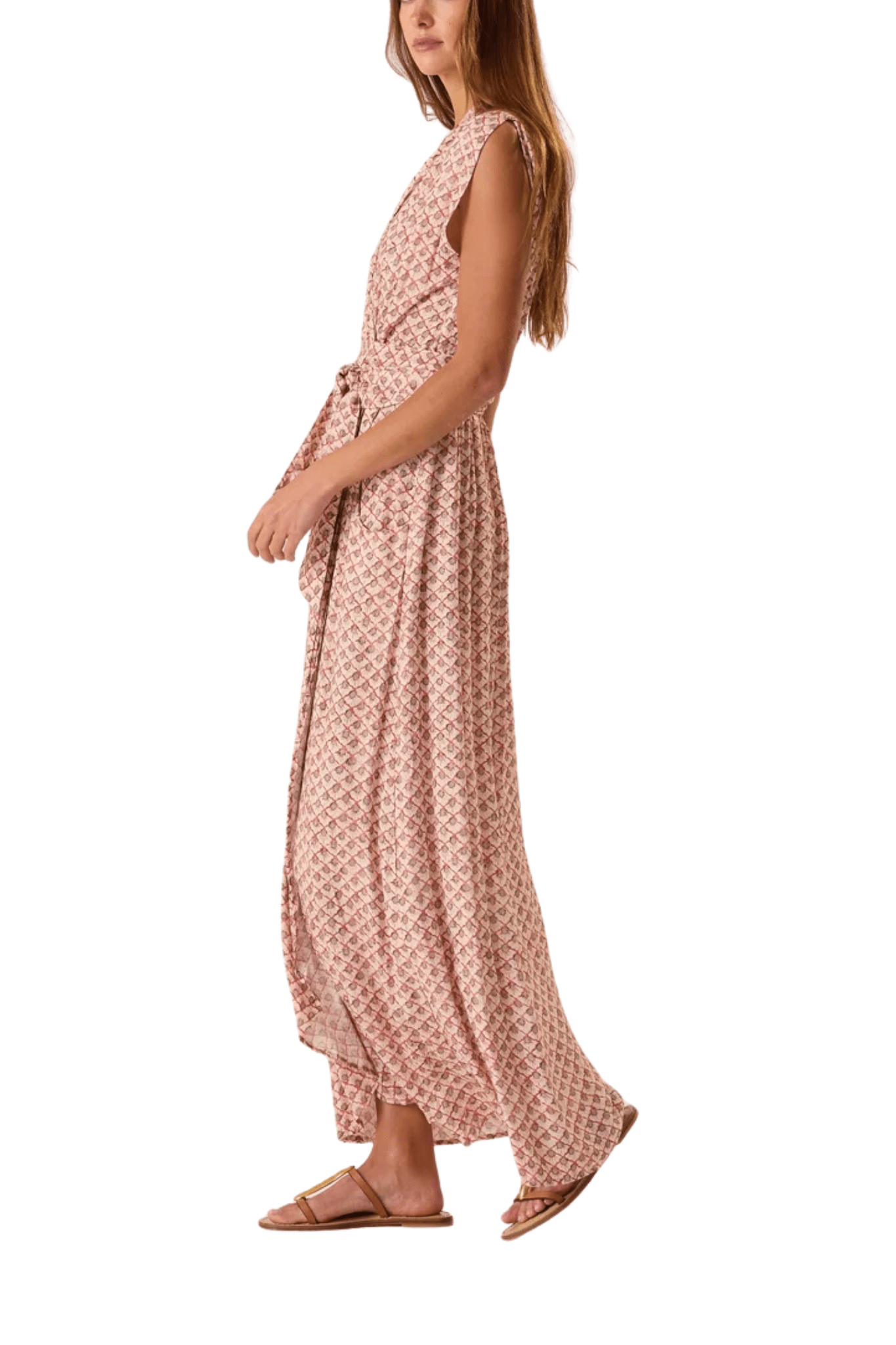 Natalie Martin Nico Sleeveless Maxi With Sash - Vermillion