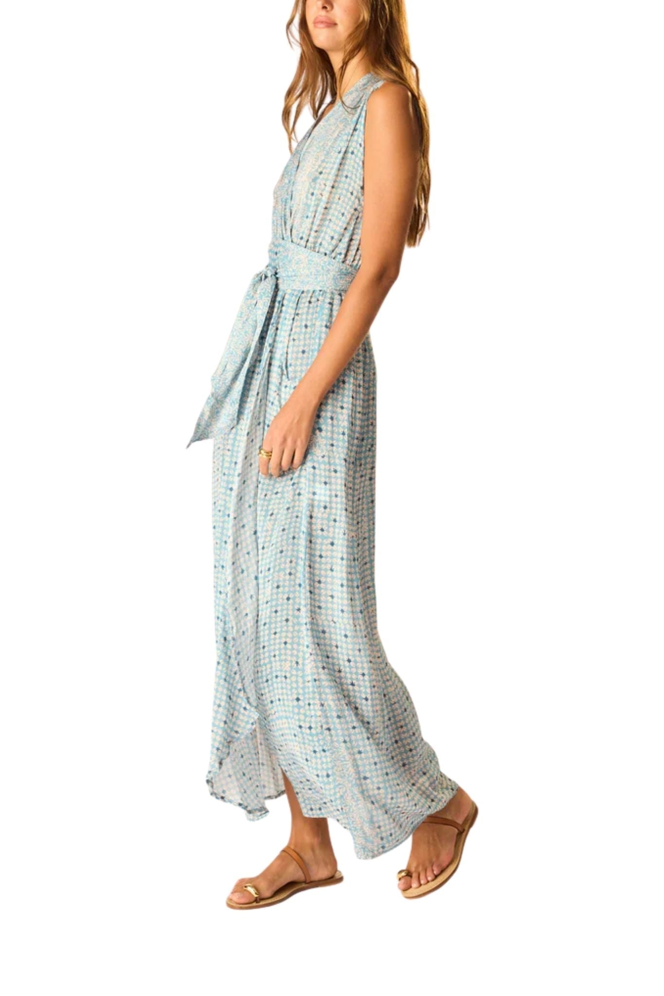 Natalie Martin Nico Sleeveless Maxi with Sash - Vermillion