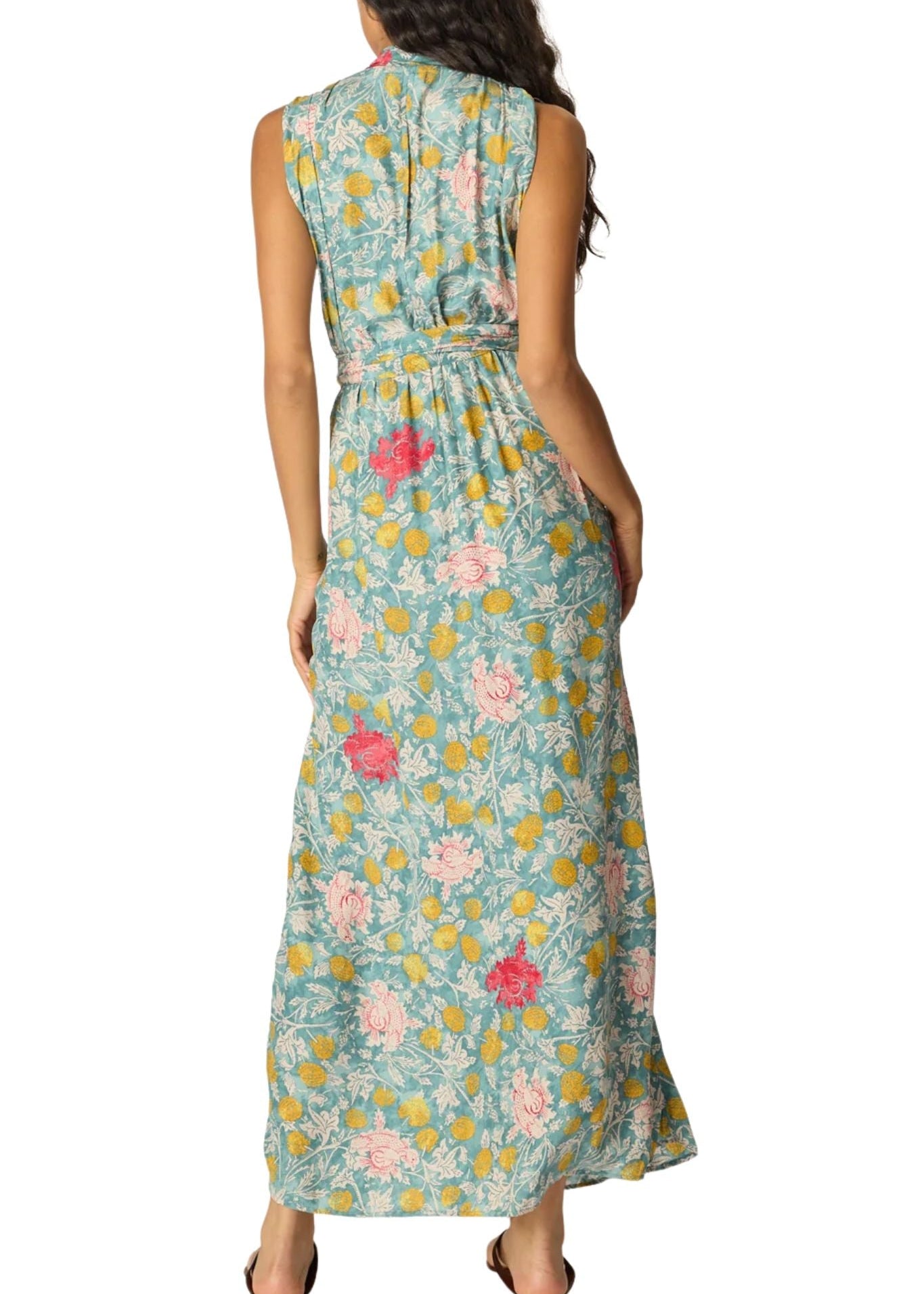 Natalie Martin Nico Sleeveless Maxi with Sash - Vermillion