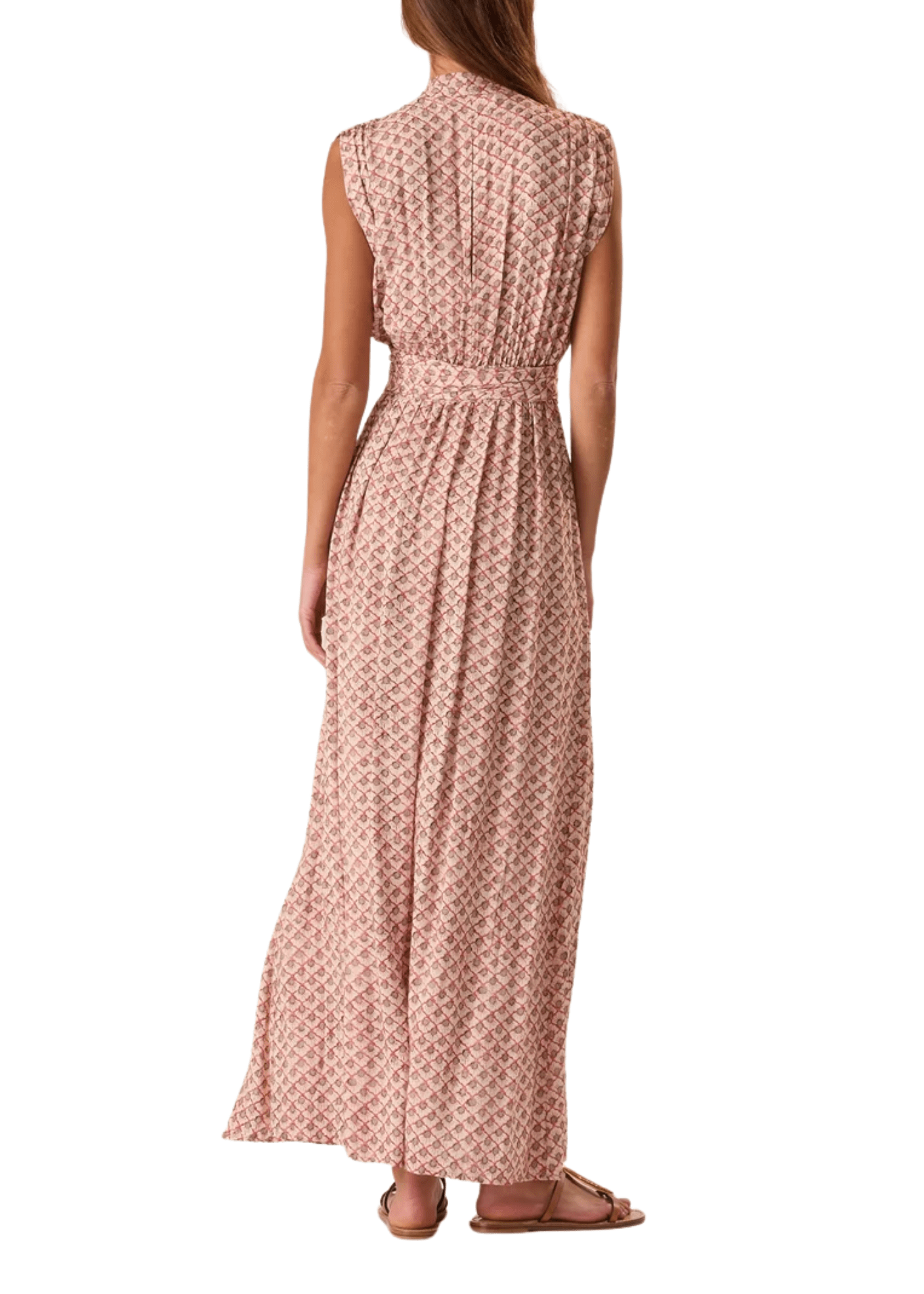 Natalie Martin Nico Sleeveless Maxi With Sash - Vermillion