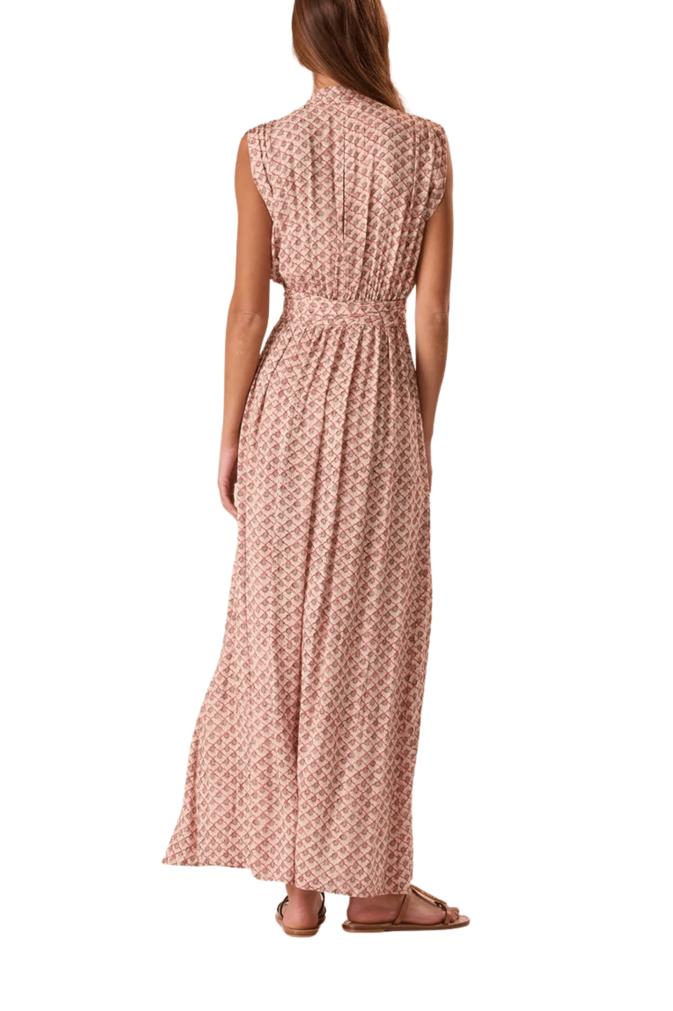 Natalie Martin Nico Sleeveless Maxi With Sash - Vermillion