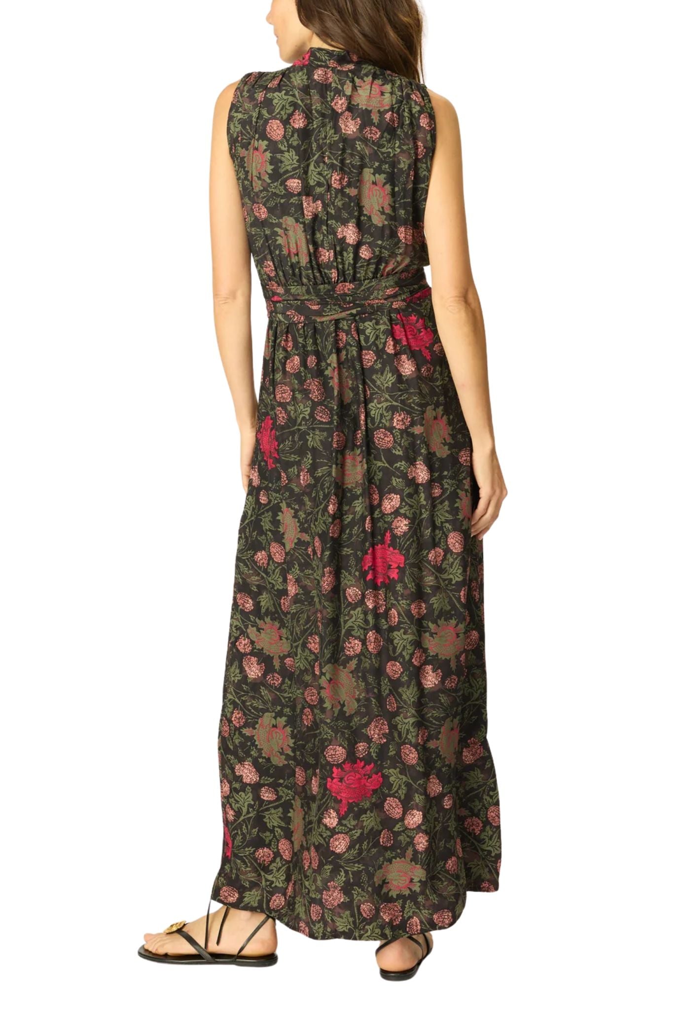 Natalie Martin Nico Sleeveless Maxi with Sash - Vermillion