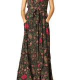 Natalie Martin Nico Sleeveless Maxi with Sash - Vermillion