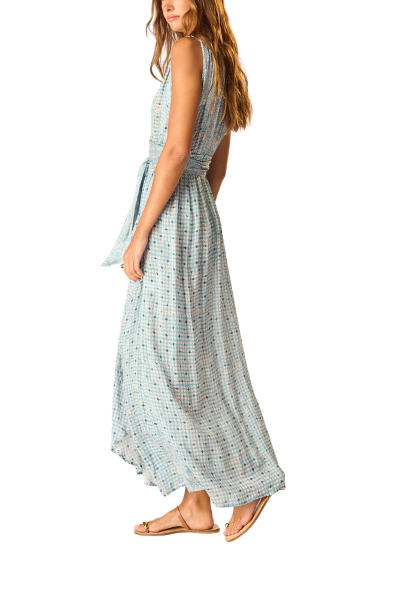 Natalie Martin Nico Sleeveless Maxi with Sash - Vermillion