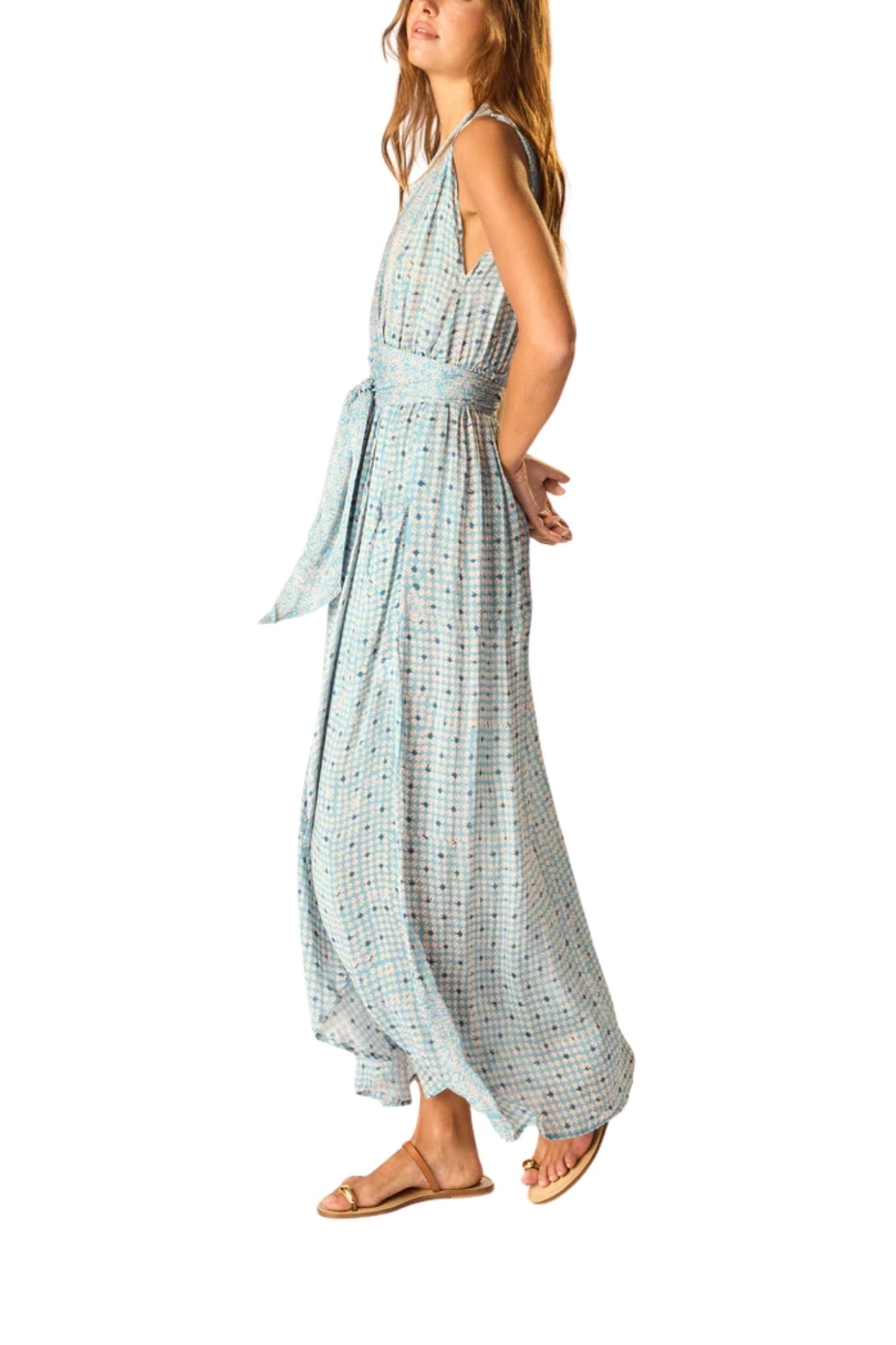 Natalie Martin Nico Sleeveless Maxi with Sash - Vermillion