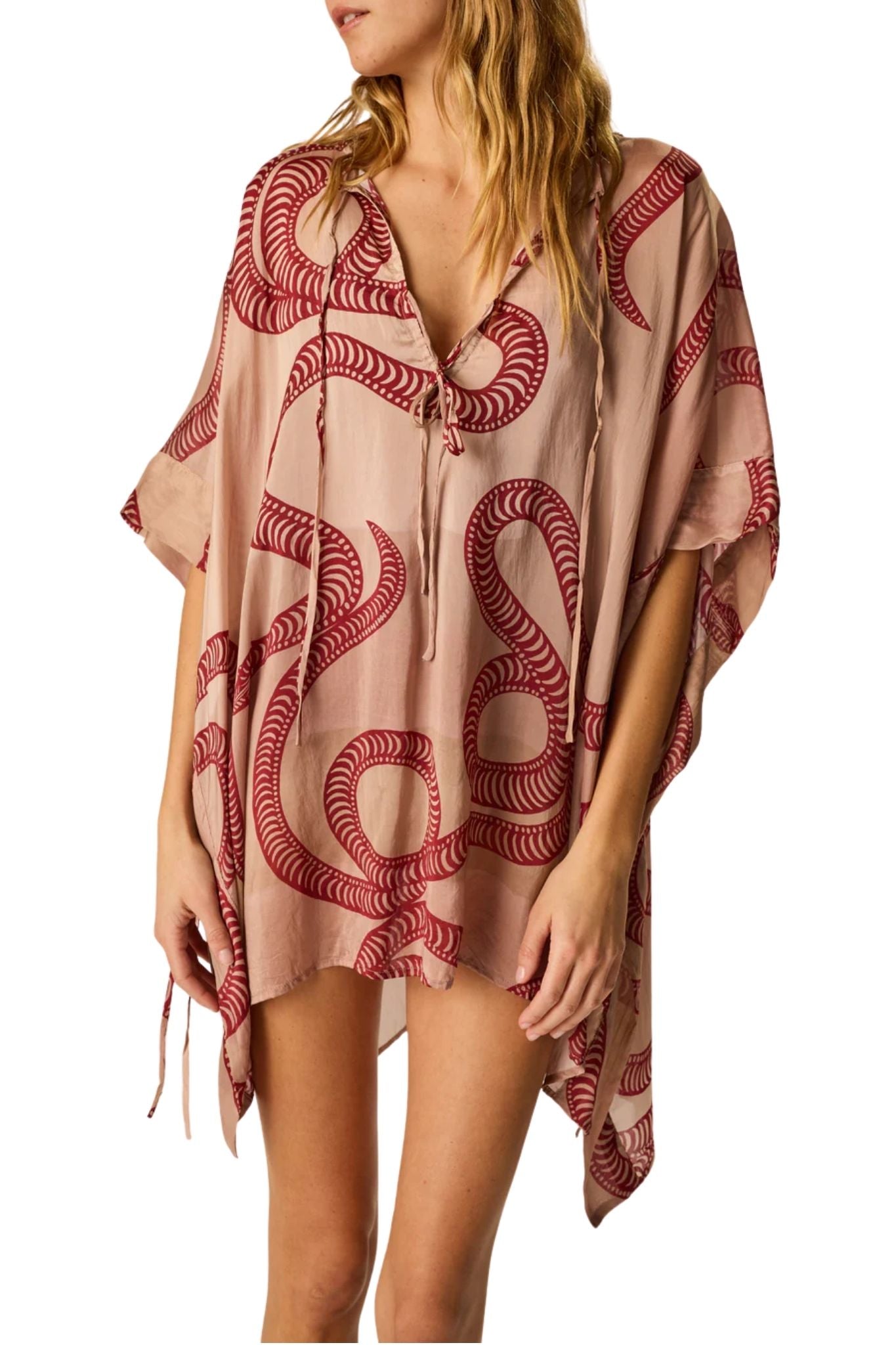 Natalie Martin Paulina Mini Kaftan - Vermillion