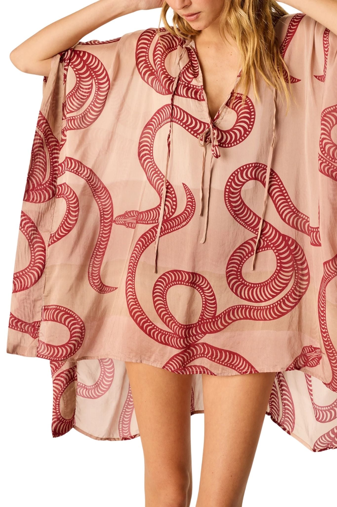 Natalie Martin Paulina Mini Kaftan - Vermillion