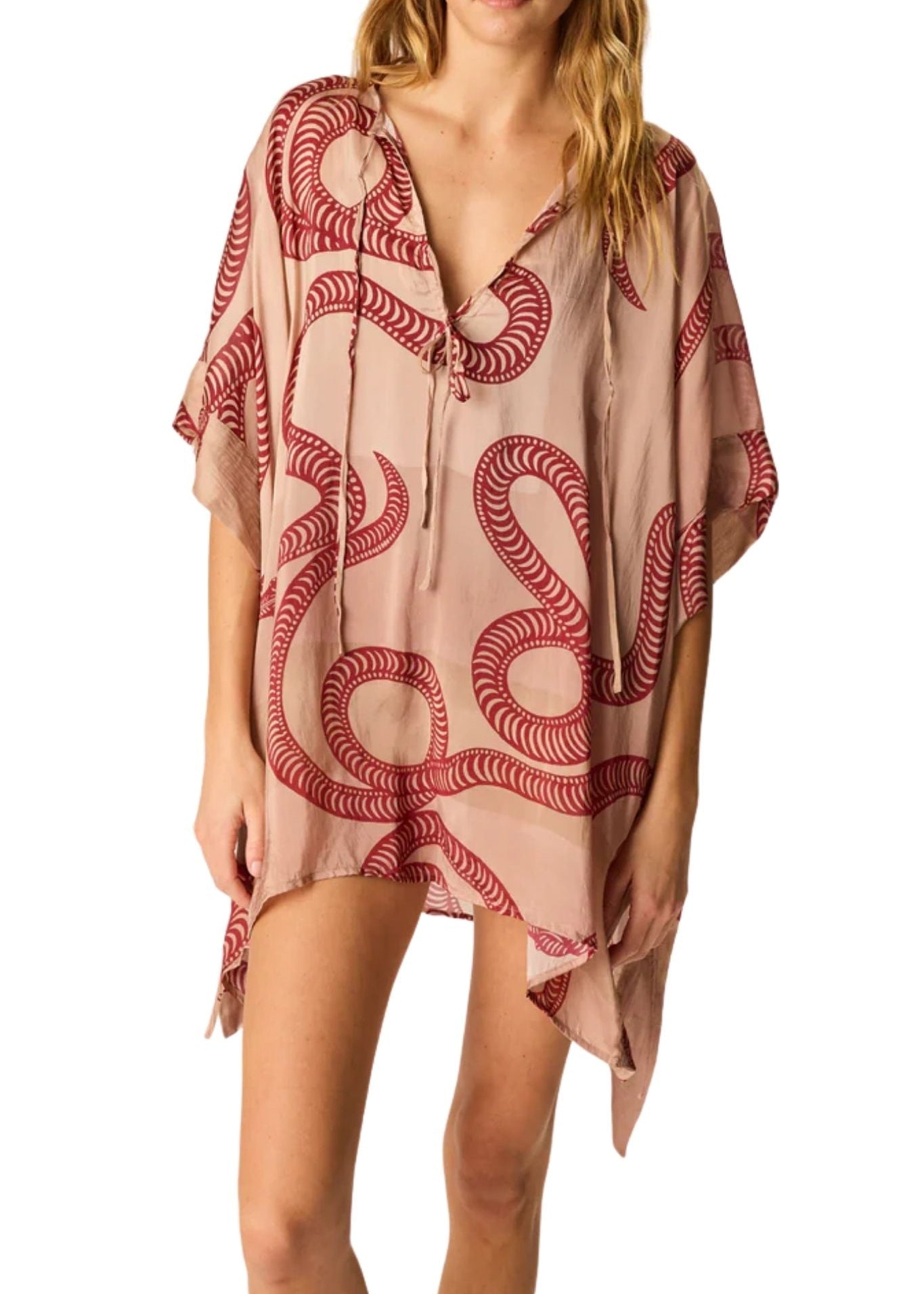 Natalie Martin Paulina Mini Kaftan - Vermillion