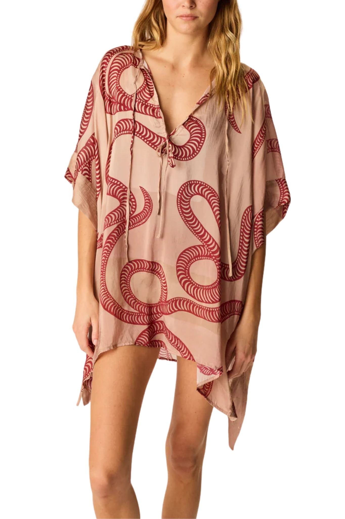 Natalie Martin Paulina Mini Kaftan - Vermillion
