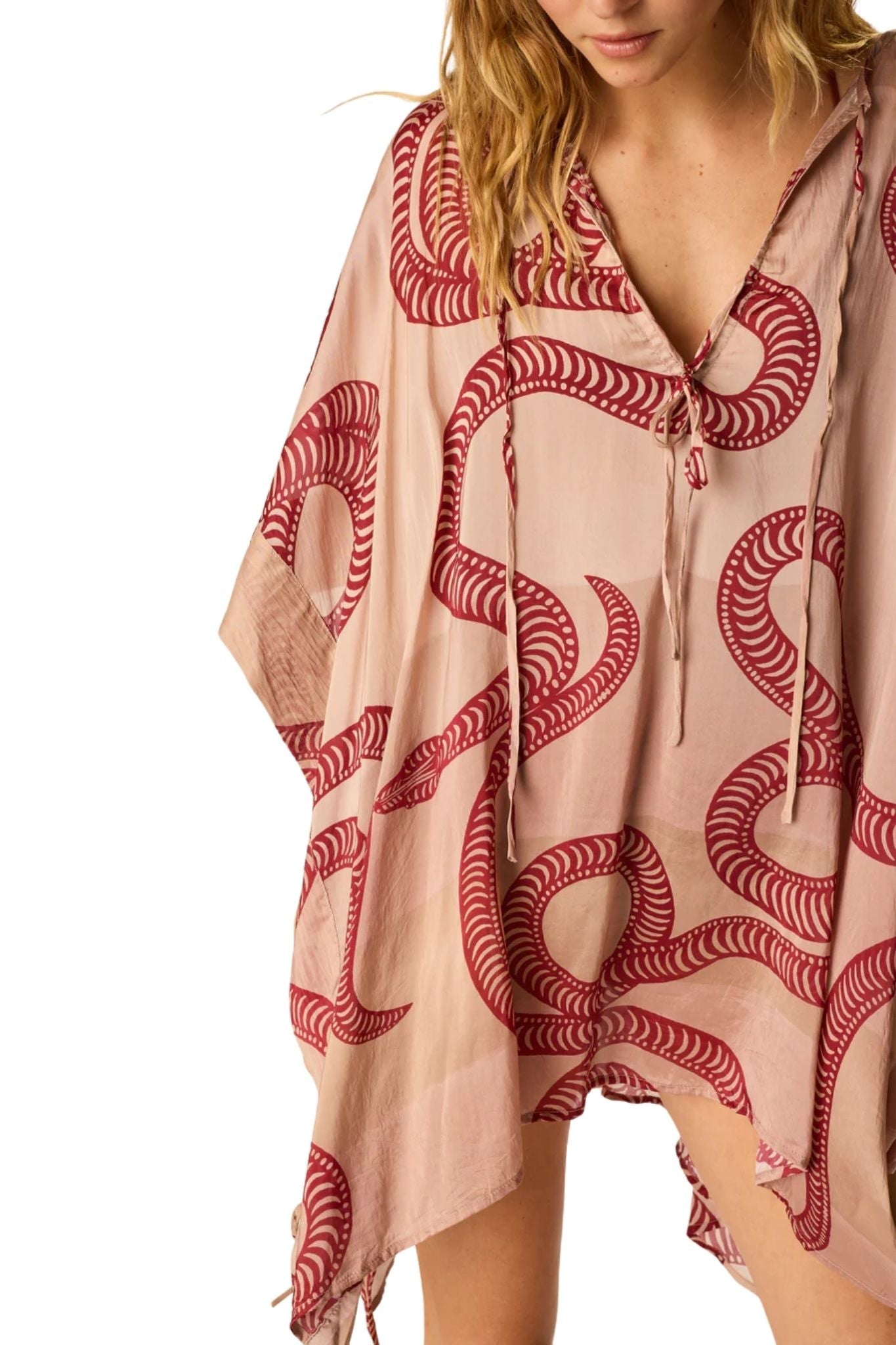 Natalie Martin Paulina Mini Kaftan - Vermillion