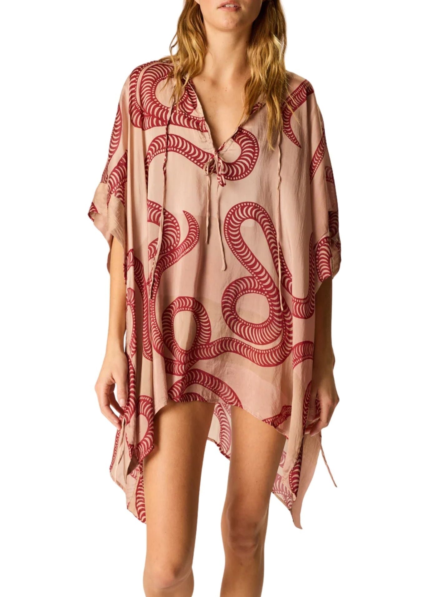 Natalie Martin Paulina Mini Kaftan - Vermillion
