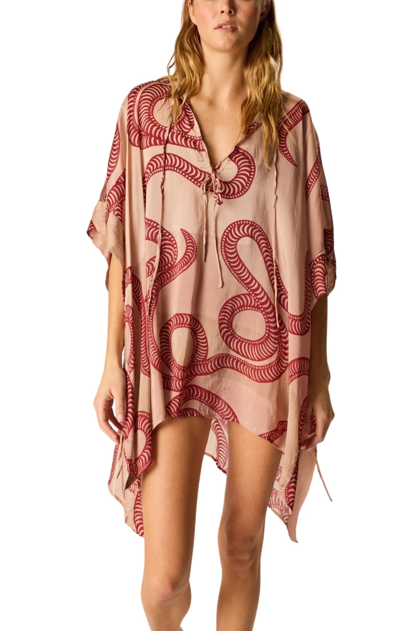 Natalie Martin Paulina Mini Kaftan - Vermillion