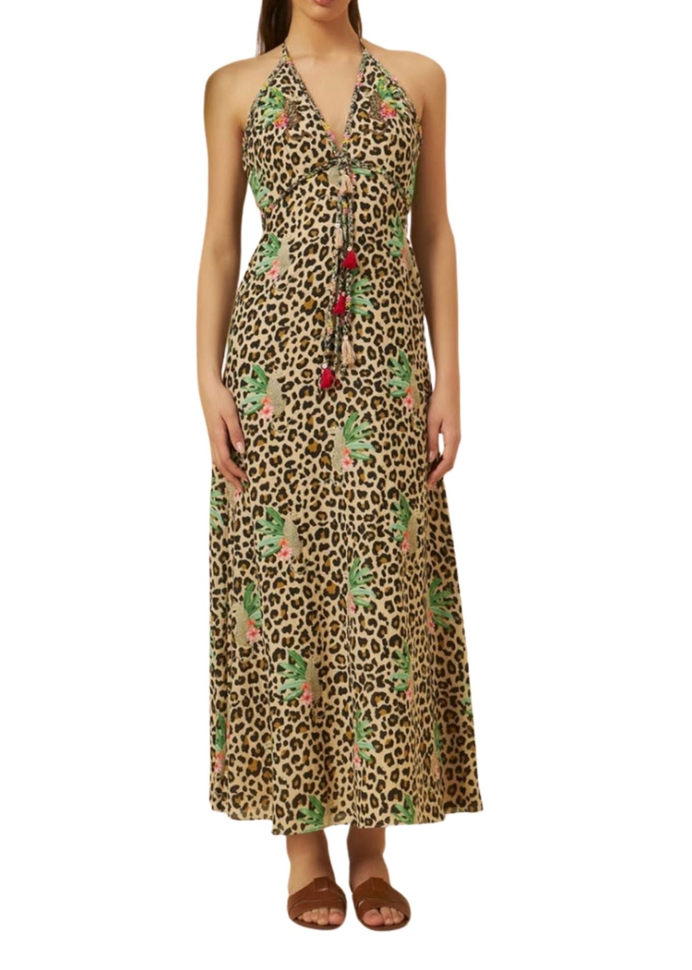 Nikasha Cotton Silk Halter Dress - Vermillion