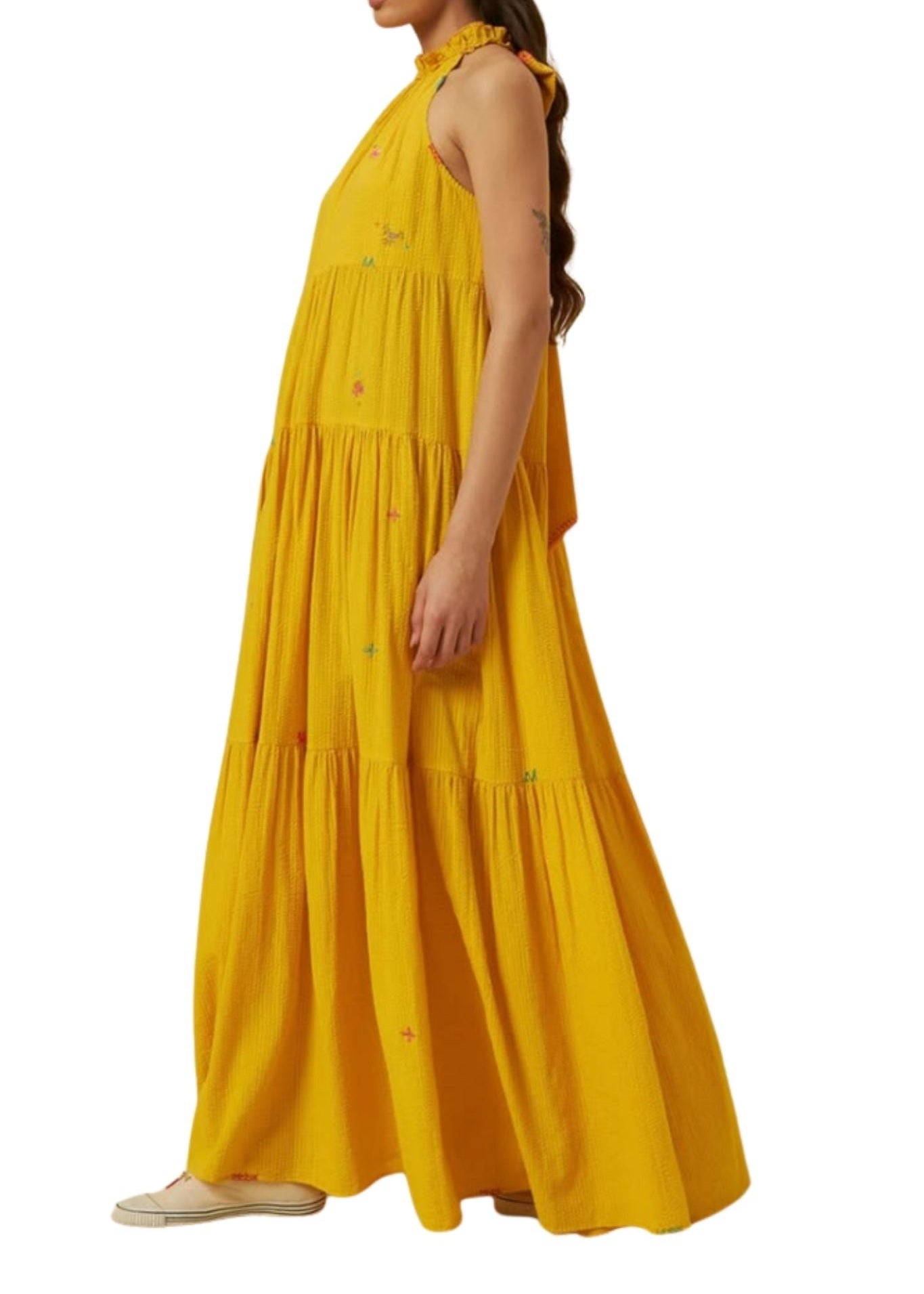 Nikasha Seersucker Tiered Maxi Dress - Vermillion
