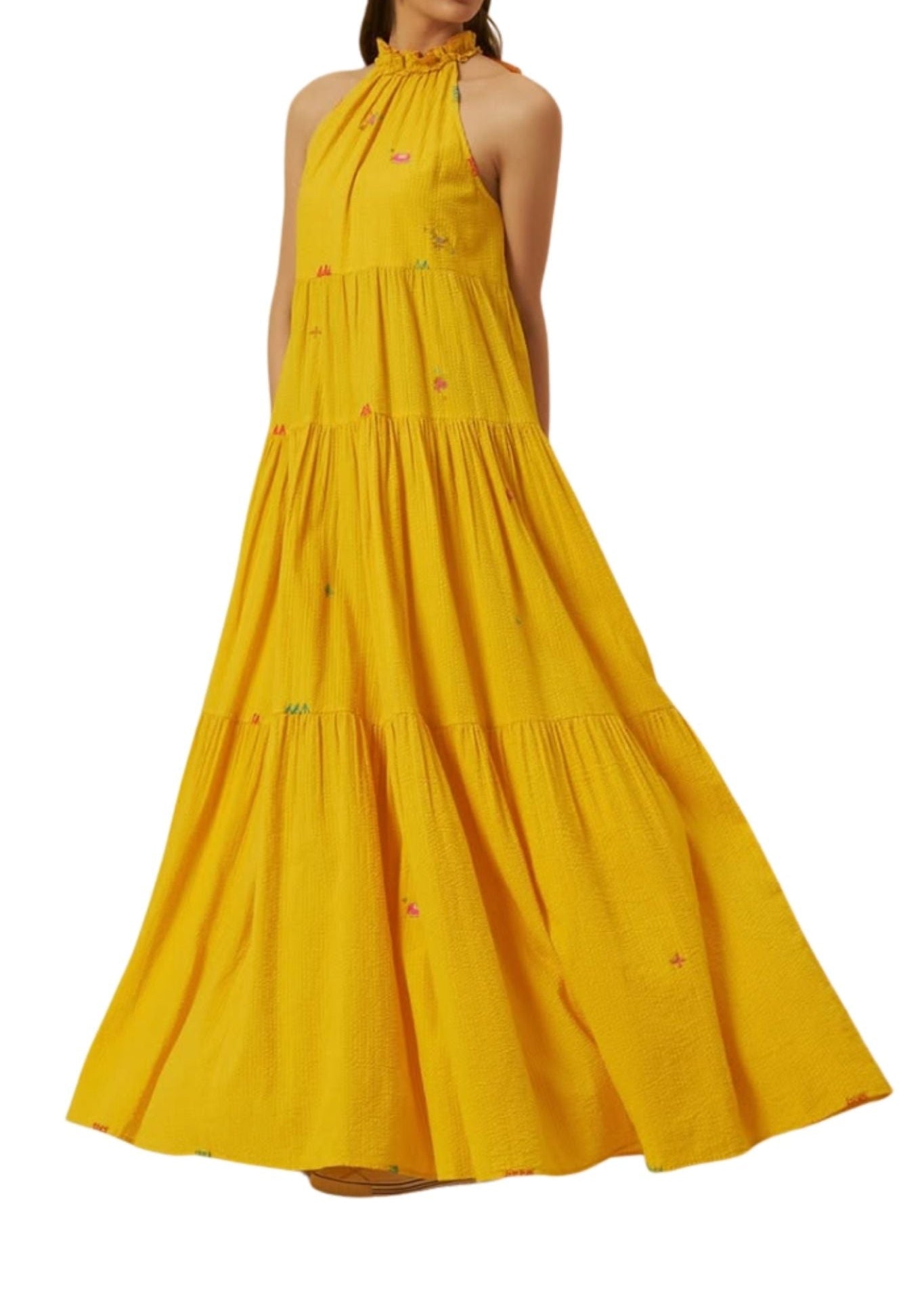 Nikasha Seersucker Tiered Maxi Dress - Vermillion