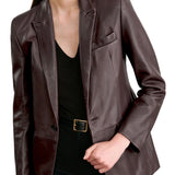Nili Lotan Belmonde Leather Tailored Jacket - Vermillion