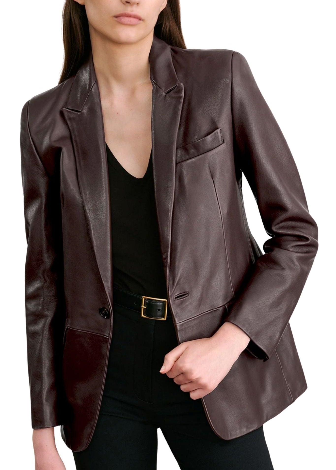 Nili Lotan Belmonde Leather Tailored Jacket - Vermillion