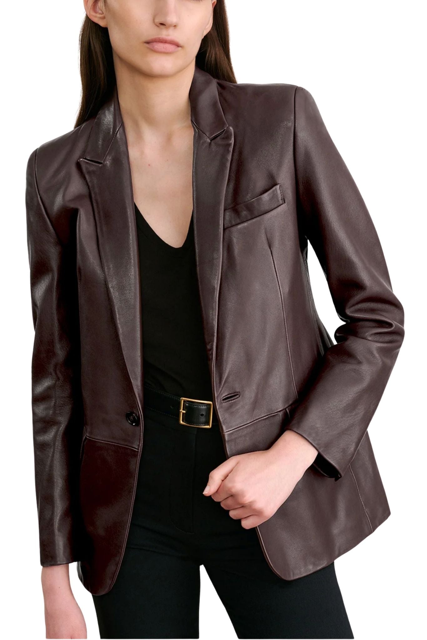 Nili Lotan Belmonde Leather Tailored Jacket - Vermillion