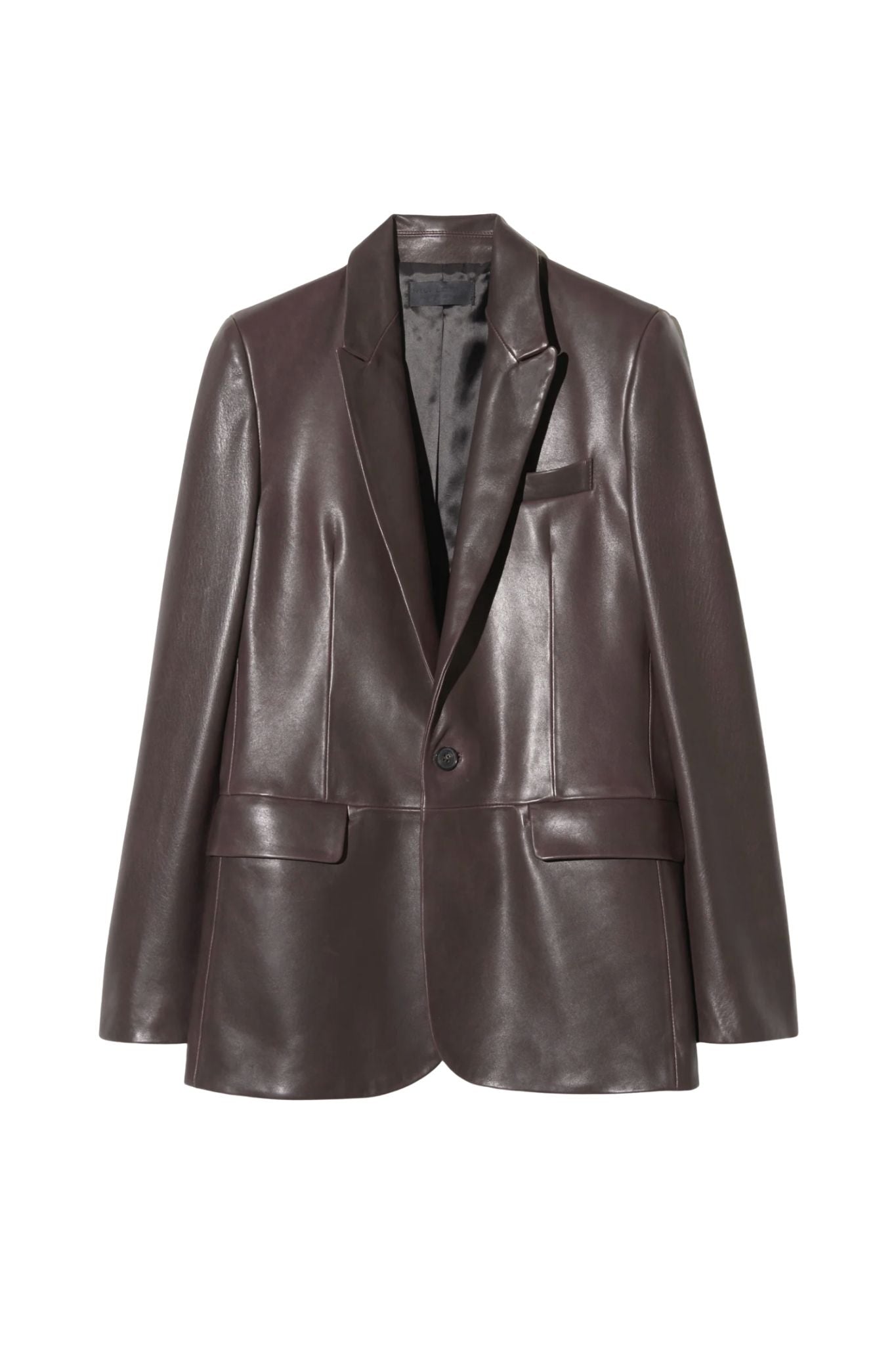 Nili Lotan Belmonde Leather Tailored Jacket - Vermillion