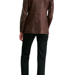 Nili Lotan Belmonde Leather Tailored Jacket - Vermillion