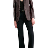 Nili Lotan Belmonde Leather Tailored Jacket - Vermillion