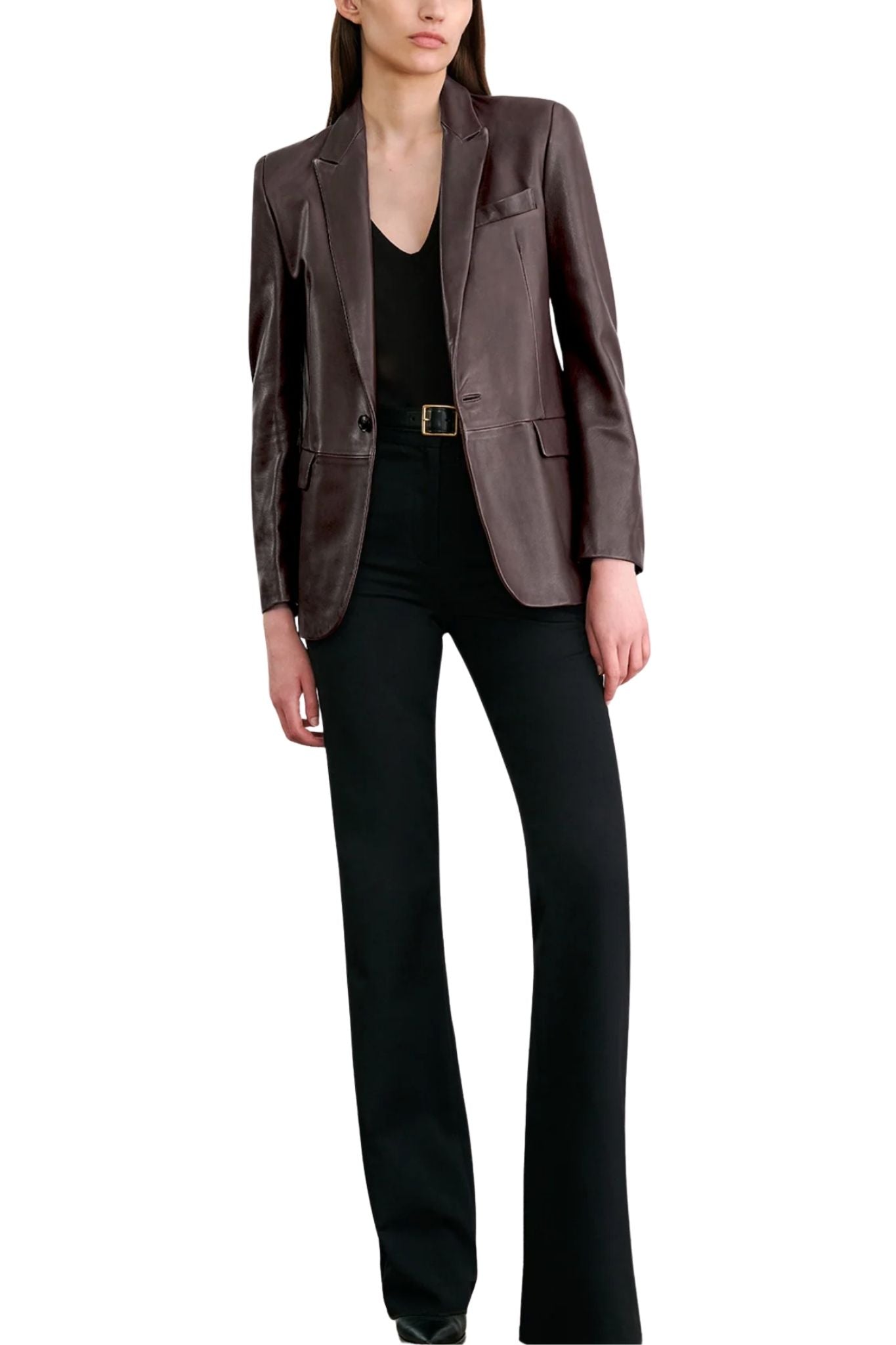 Nili Lotan Belmonde Leather Tailored Jacket - Vermillion