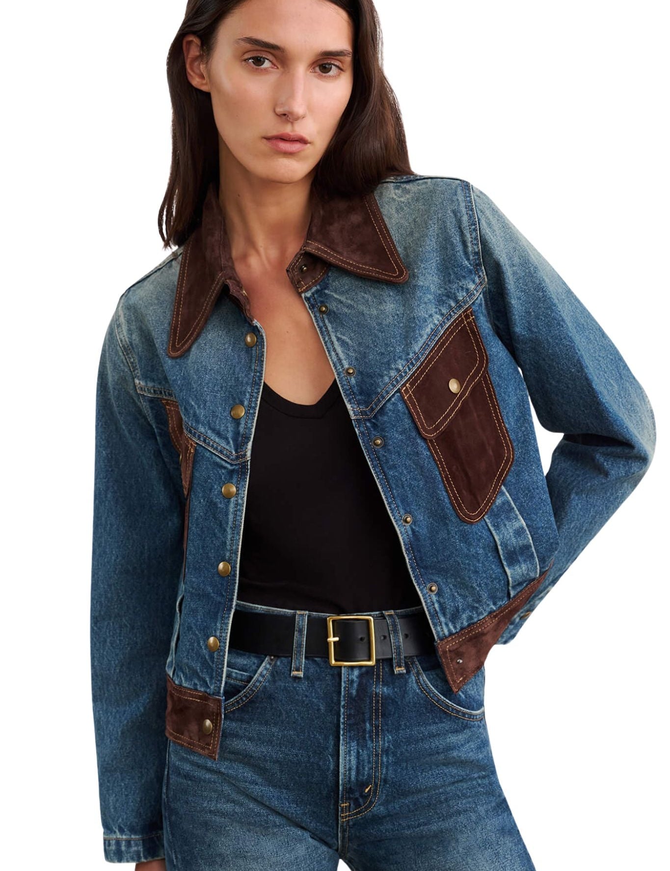 Nili Lotan Brooklyn Denim Jacket - Vermillion