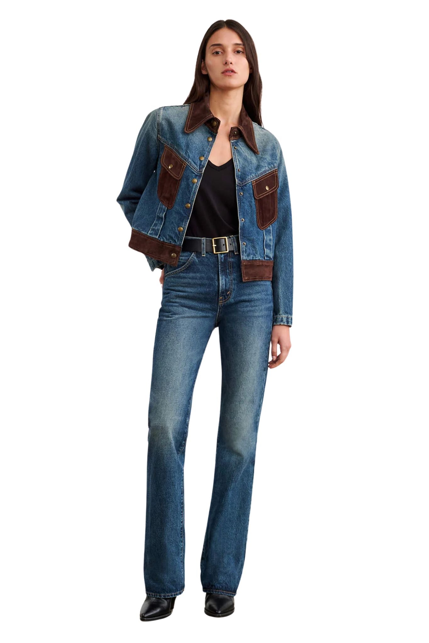 Nili Lotan Brooklyn Denim Jacket - Vermillion