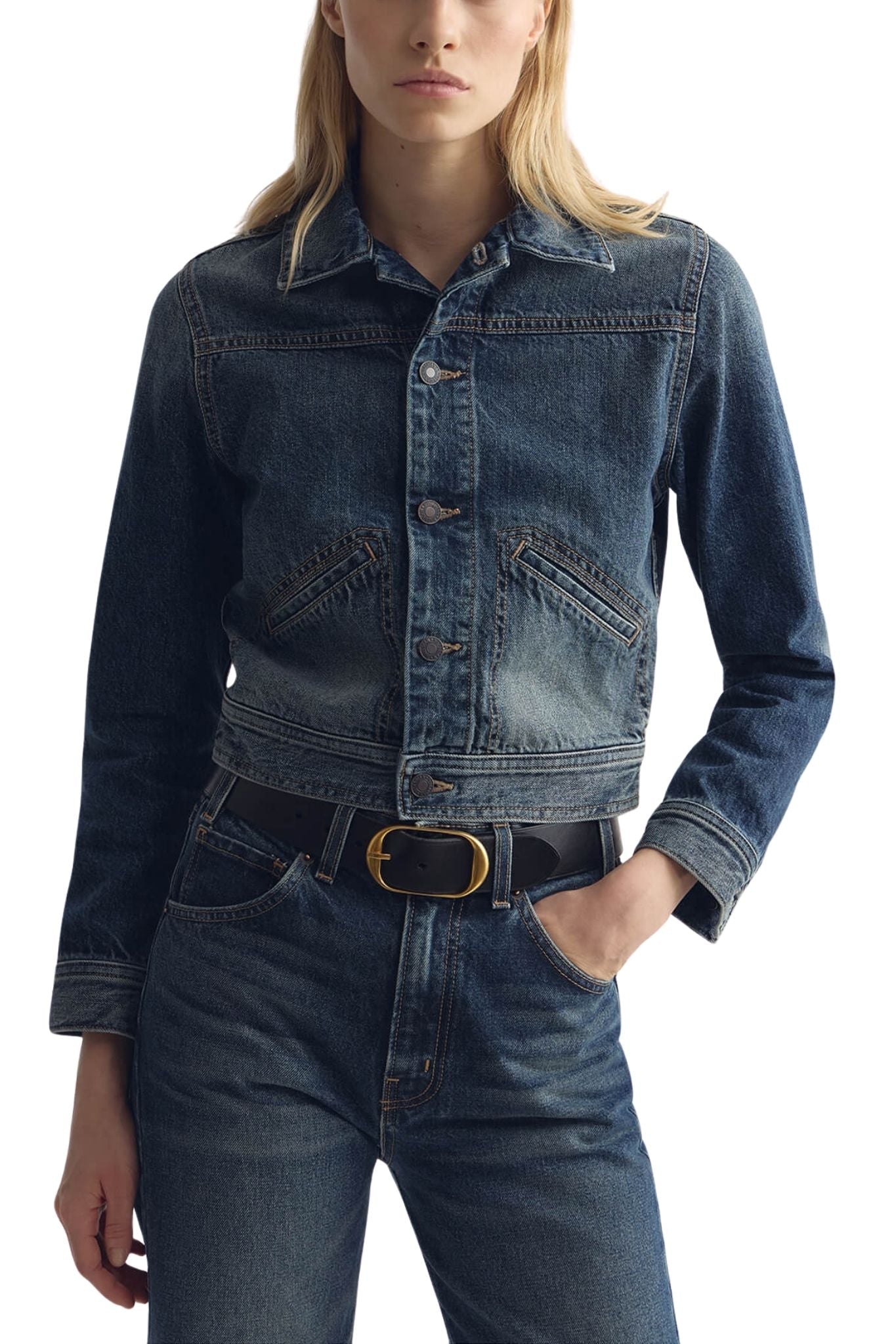 Nili Lotan Carly Denim Jacket - Vermillion