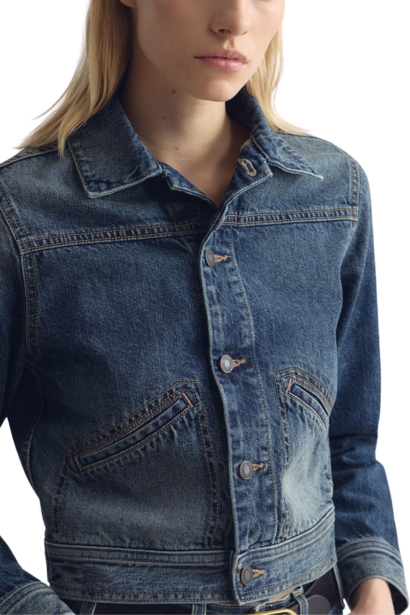Nili Lotan Carly Denim Jacket - Vermillion