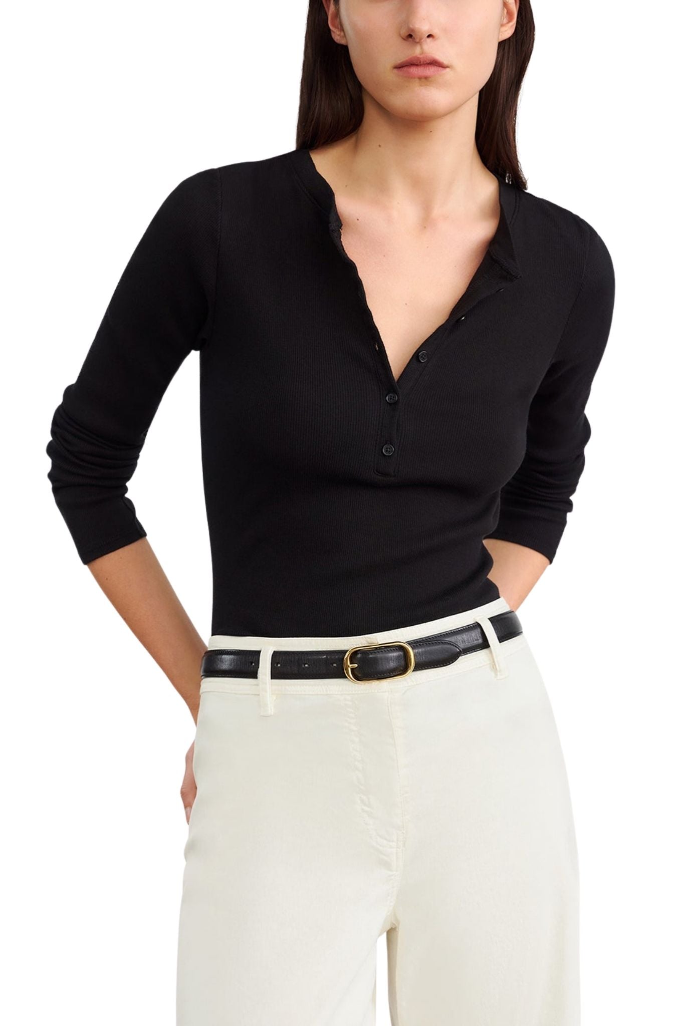 Nili Lotan Jordan Henley Tee - Vermillion