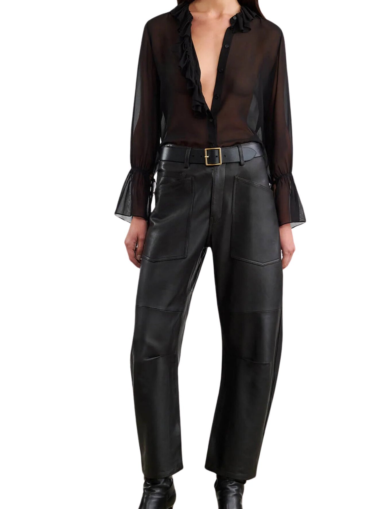 Nili Lotan Shon Leather Pant - Vermillion