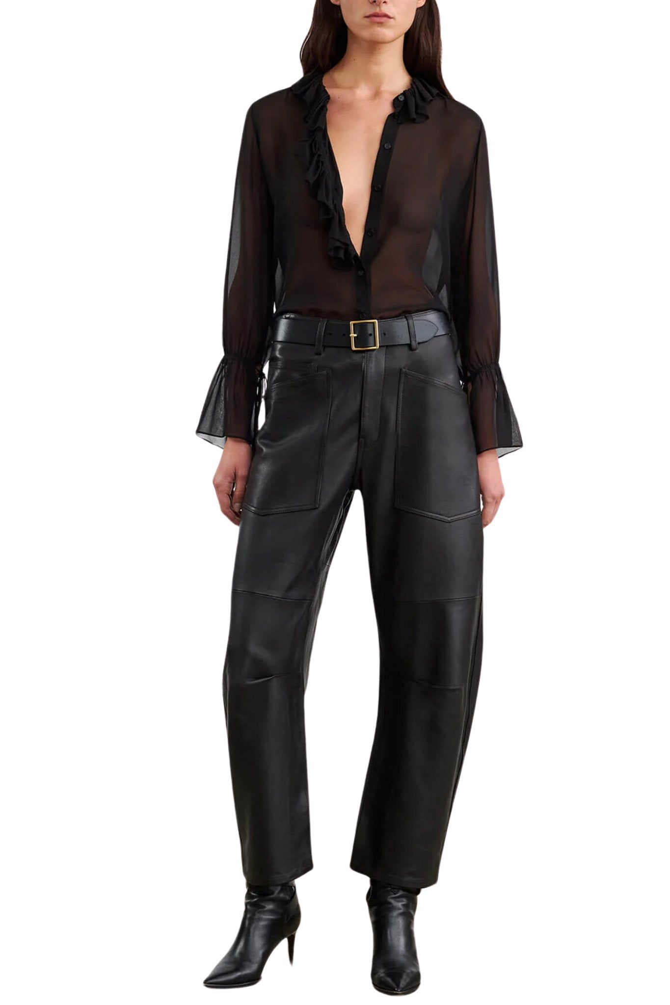 Nili Lotan Shon Leather Pant - Vermillion