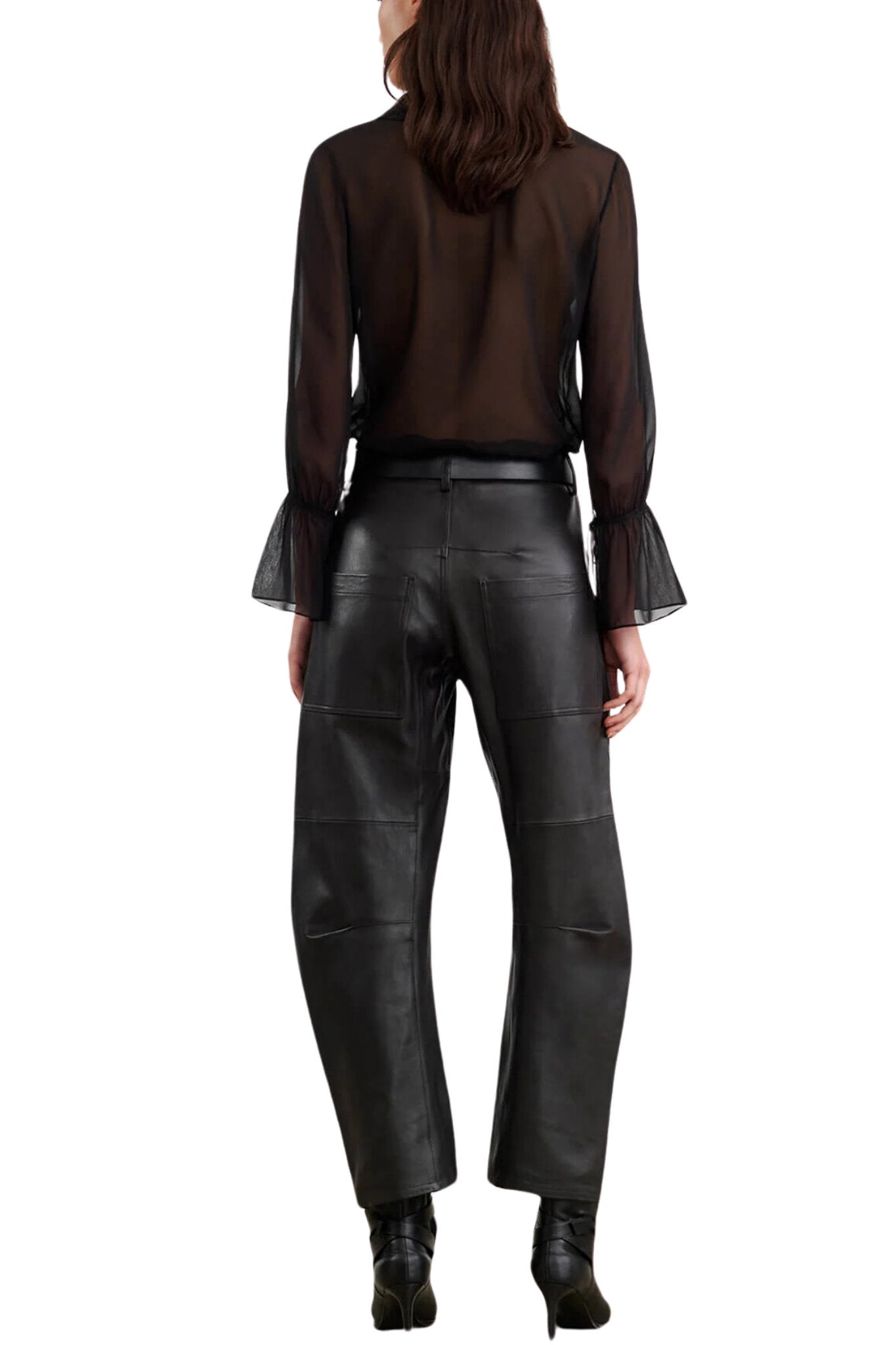 Nili Lotan Shon Leather Pant - Vermillion