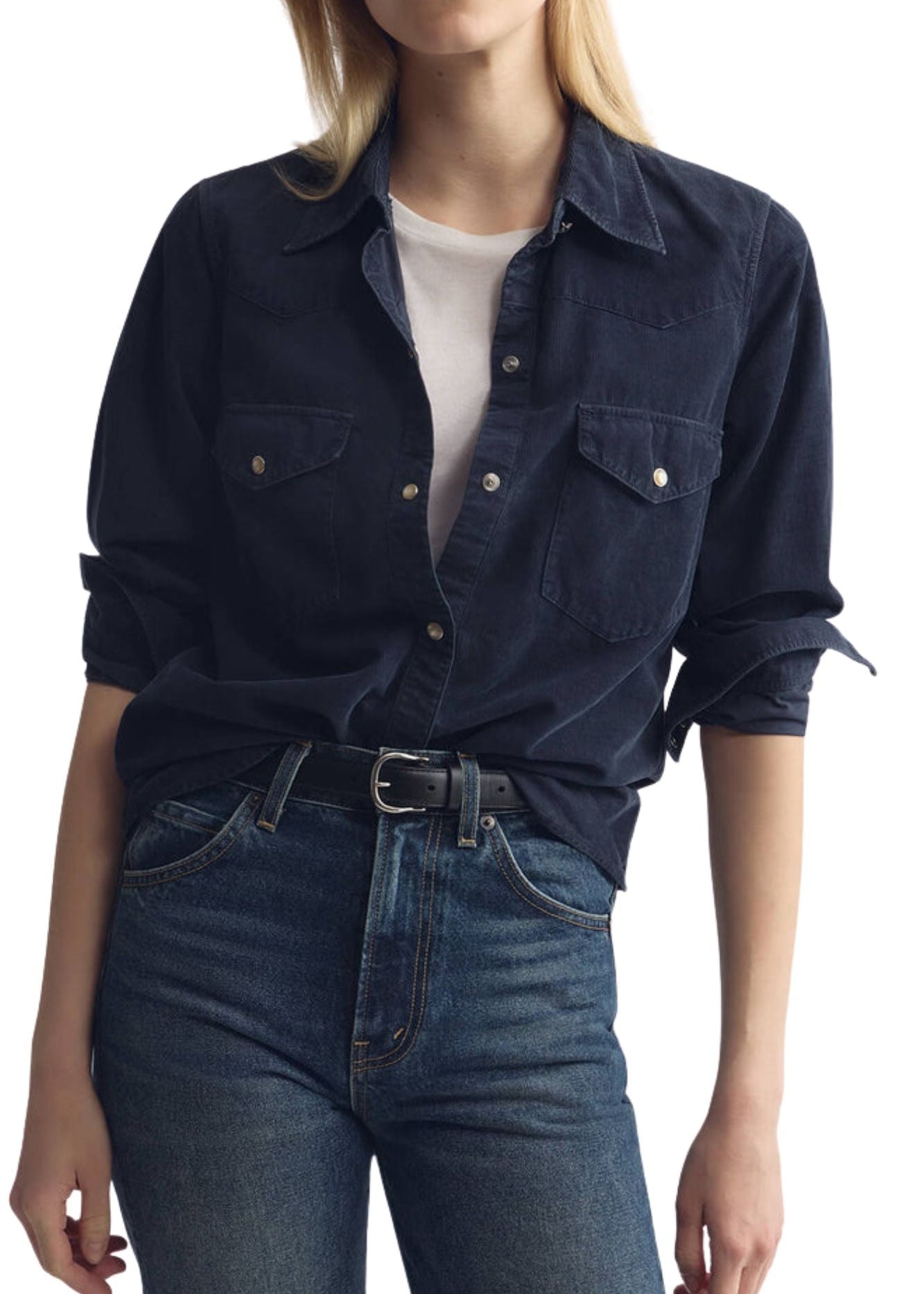Nili Lotan Travis Corduroy Shirt - Vermillion
