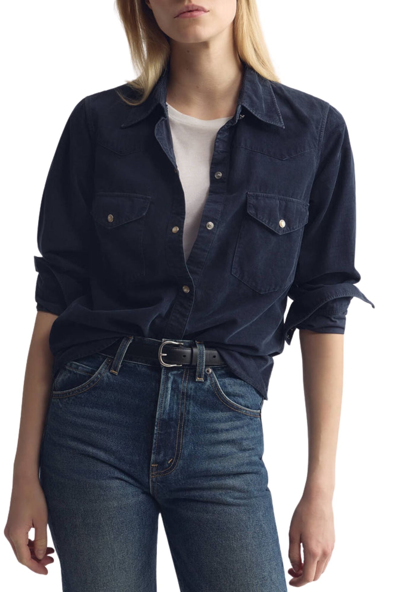 Nili Lotan Travis Corduroy Shirt - Vermillion