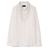 Nili Lotan Zola Lace/Silk Shirt - Vermillion