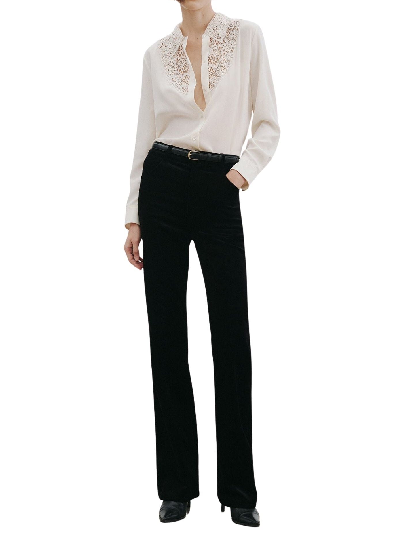 Nili Lotan Zola Lace/Silk Shirt - Vermillion