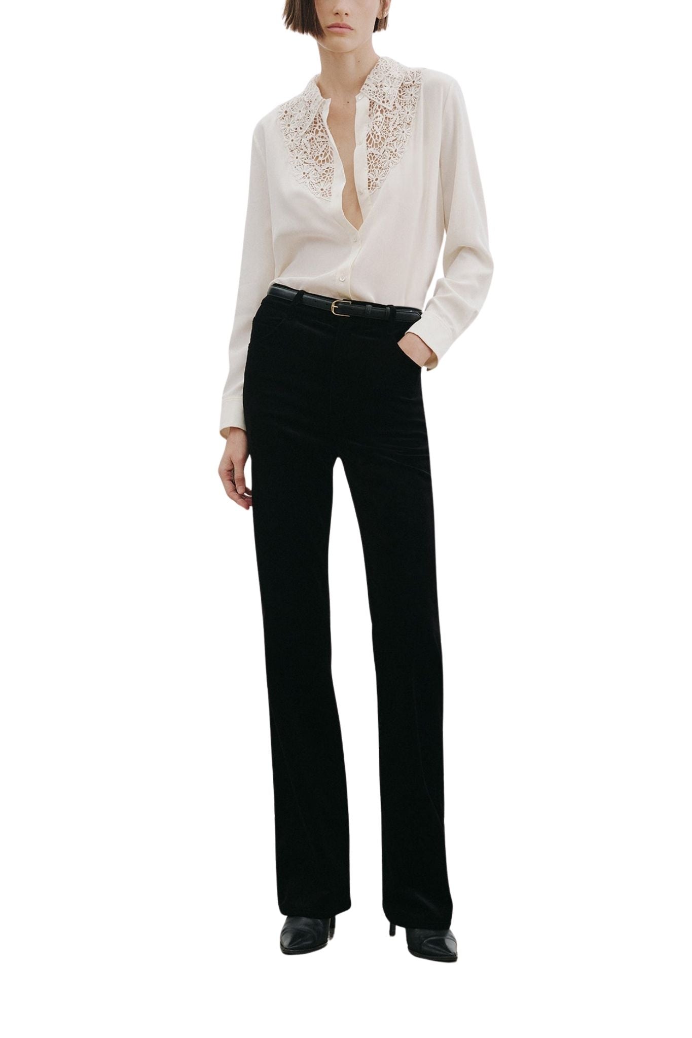 Nili Lotan Zola Lace/Silk Shirt - Vermillion