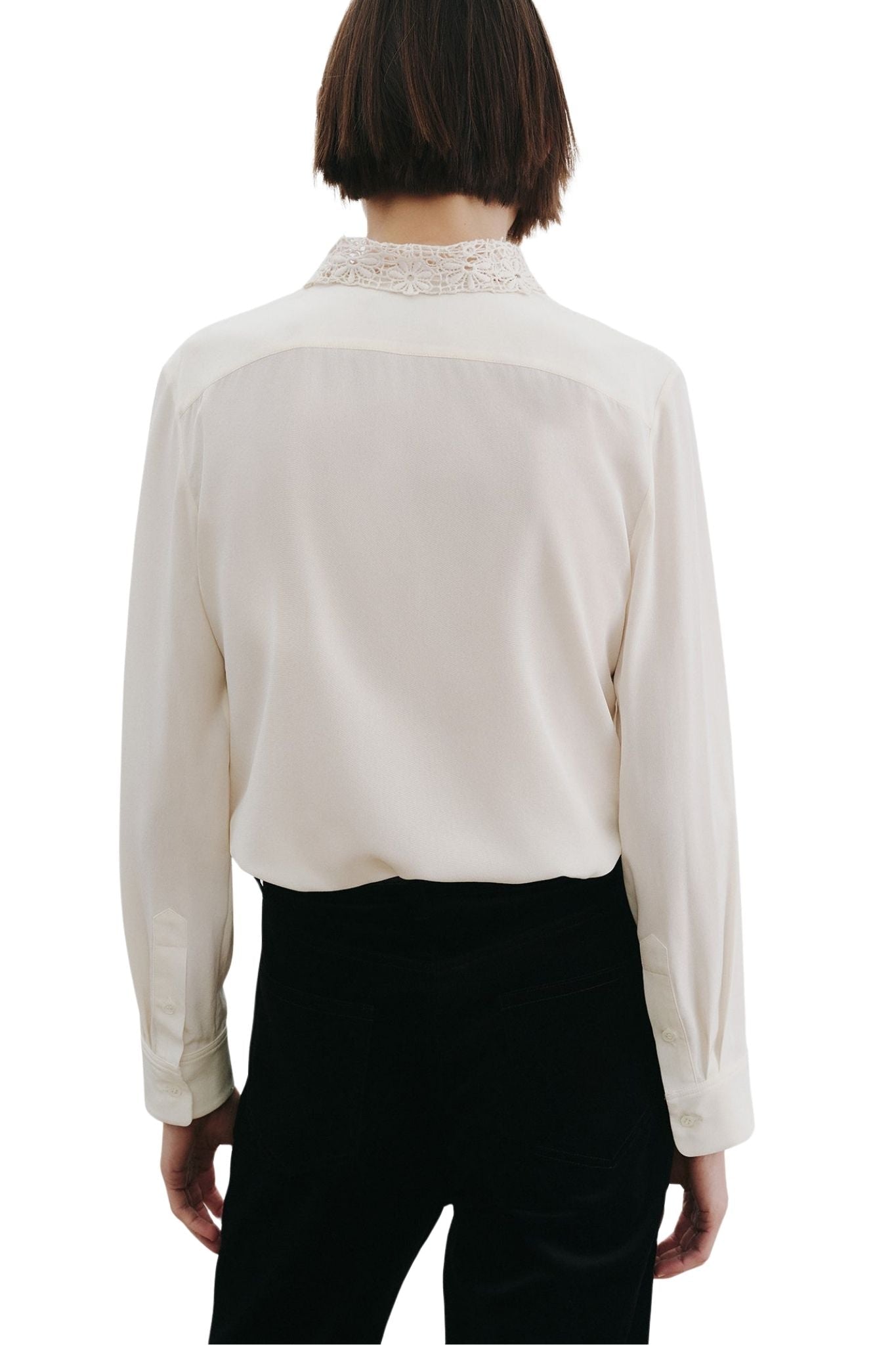 Nili Lotan Zola Lace/Silk Shirt - Vermillion
